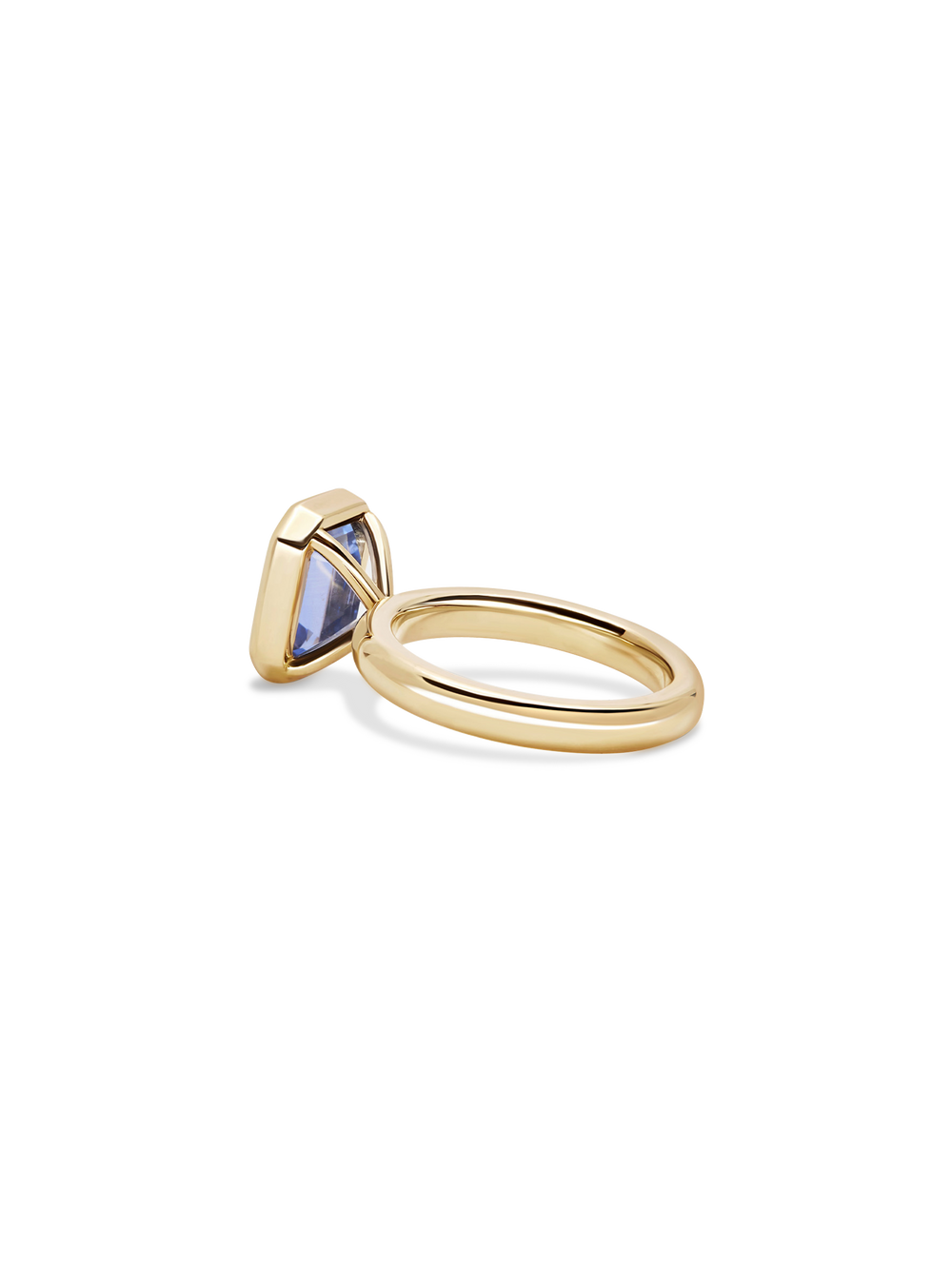4.04ct Emerald Sapphire Signature Bezel Solitaire Ring - View
