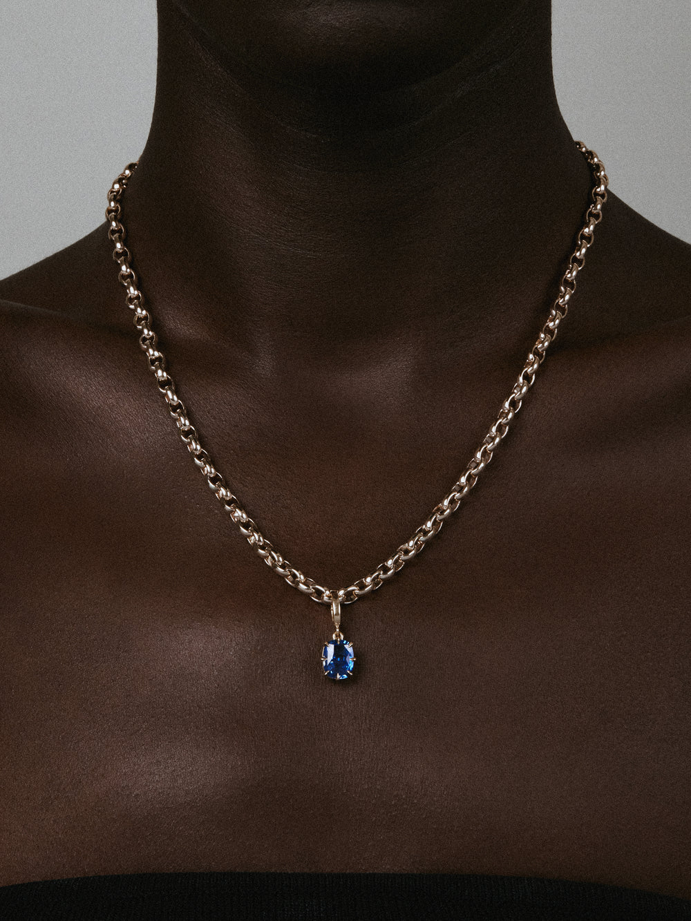 2.38ct Elongated Cushion Sapphire Bespoke Pendant - View