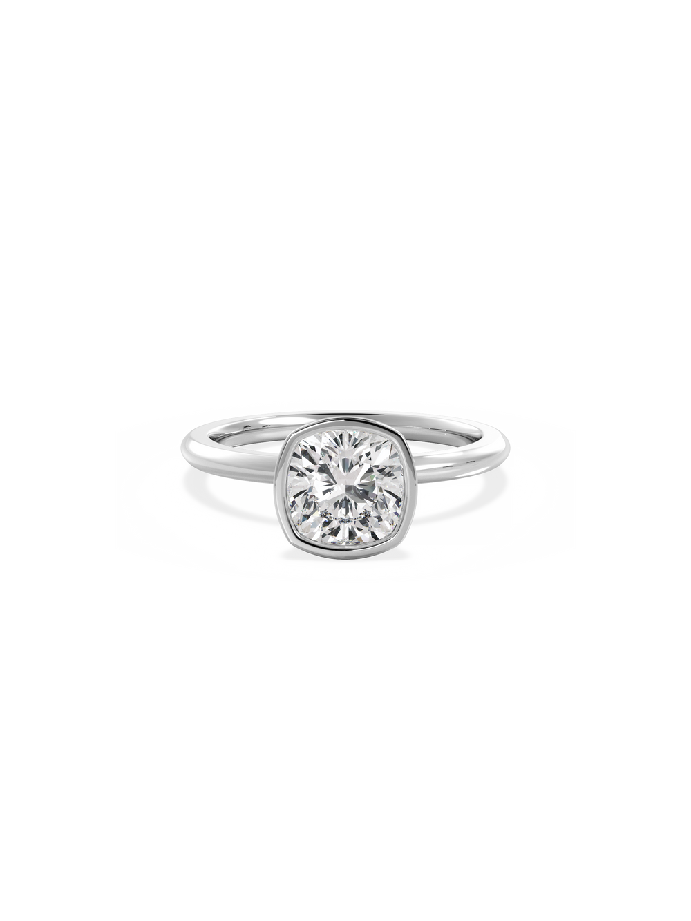 Cushion Signature Bezel Solitaire Ring - View