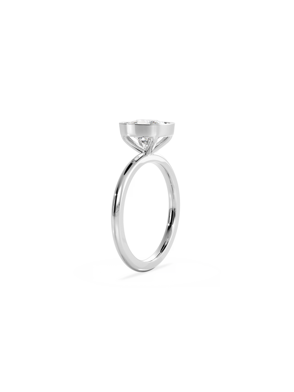 Elongated Cushion Signature Bezel Solitaire Ring - View