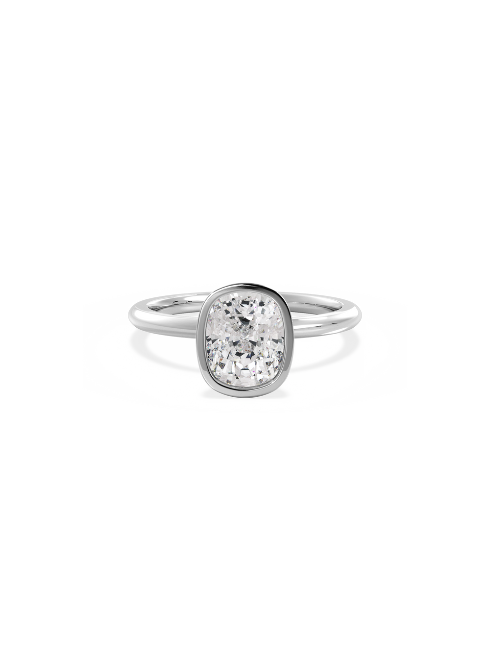 Elongated Cushion Signature Bezel Solitaire Ring - View