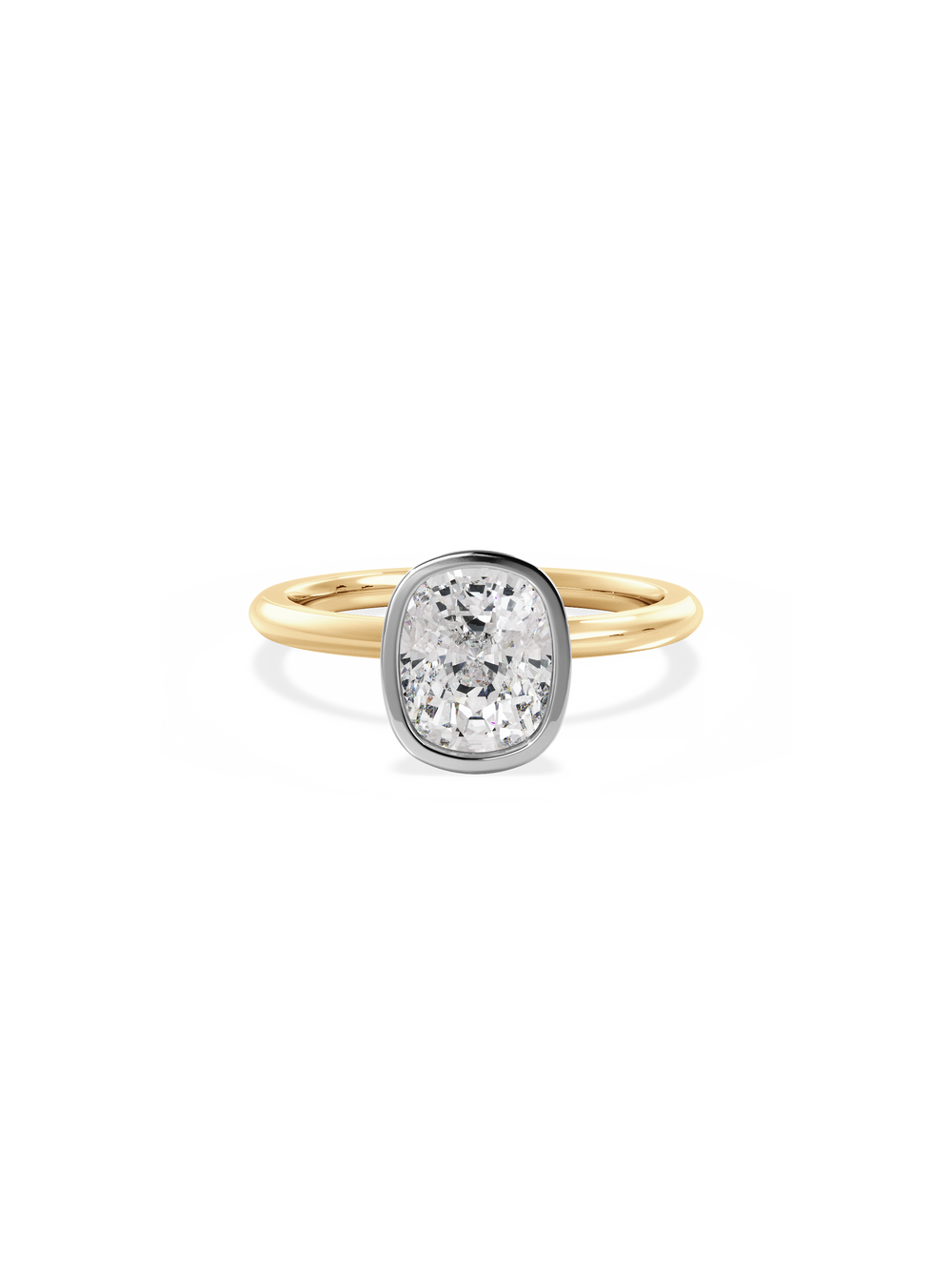 Elongated Cushion Signature Bezel Solitaire Ring - View