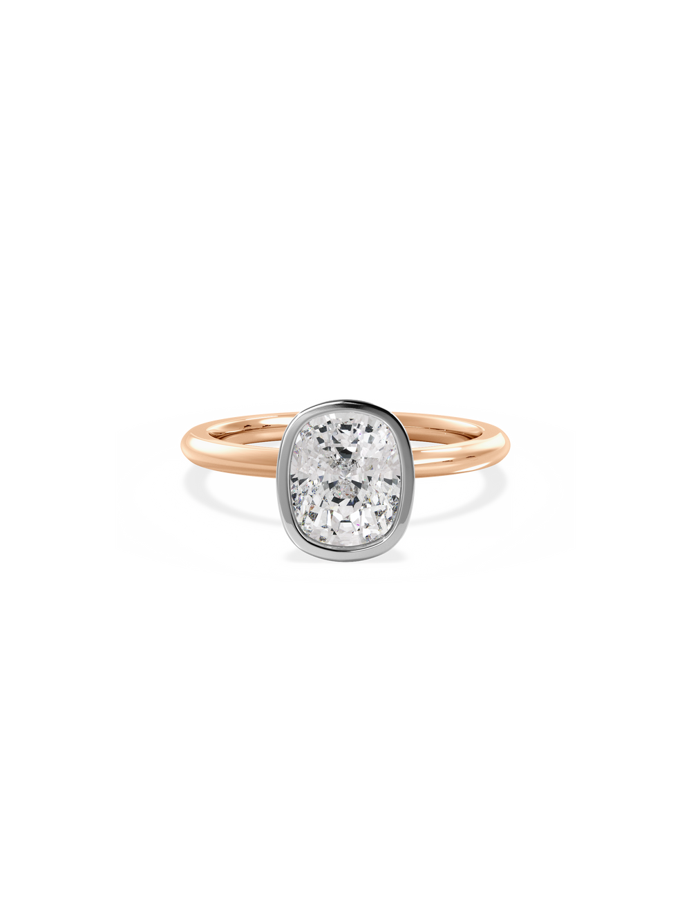 Elongated Cushion Signature Bezel Solitaire Ring - View