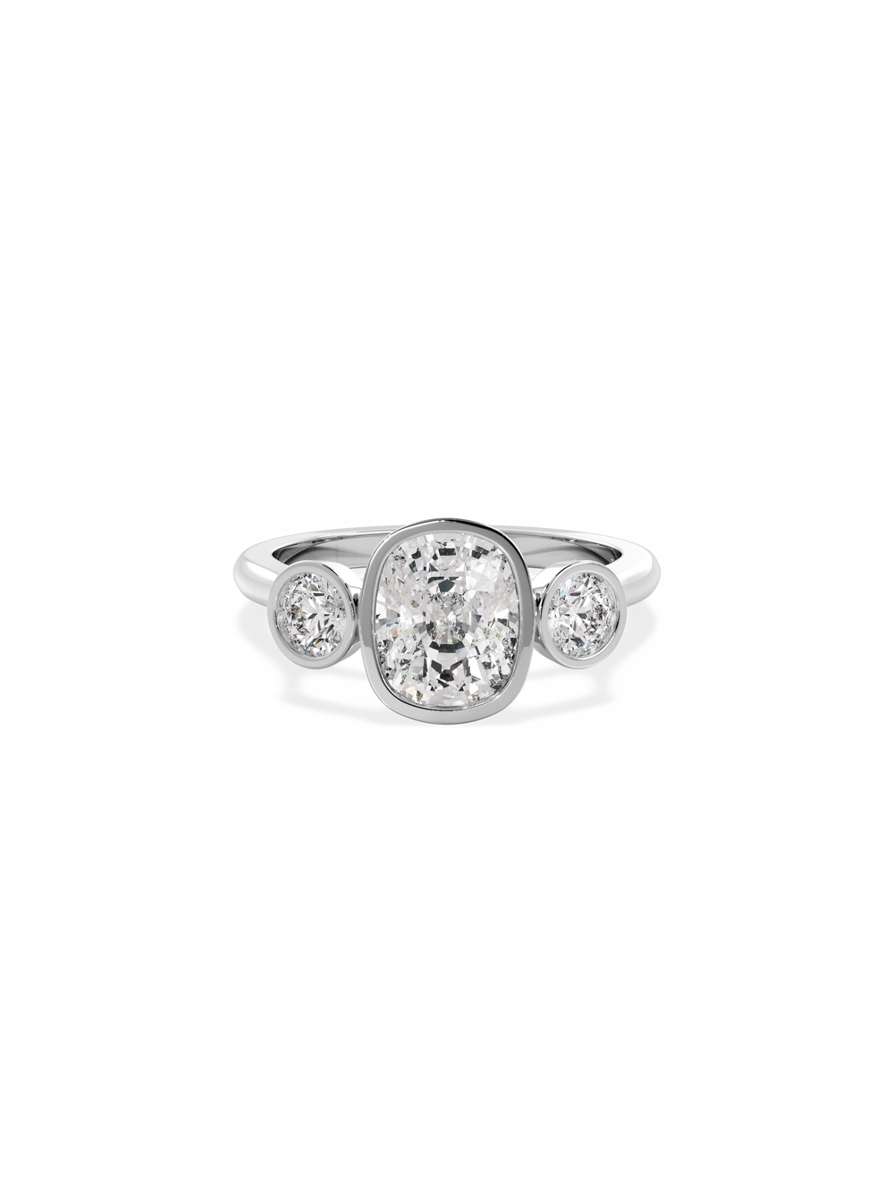 Elongated Cushion Bezel Cosmic Trio Ring - View