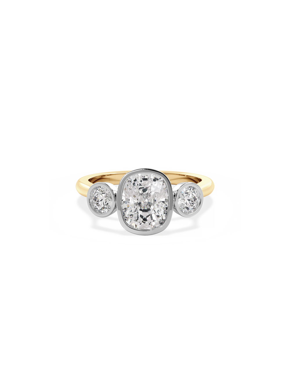 Elongated Cushion Bezel Cosmic Trio Ring - View