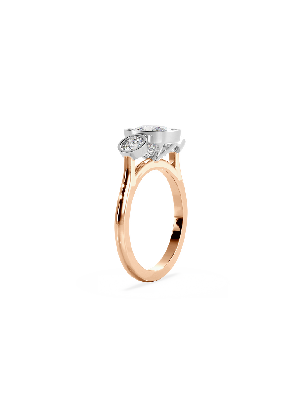 Elongated Cushion Bezel Cosmic Trio Ring - View