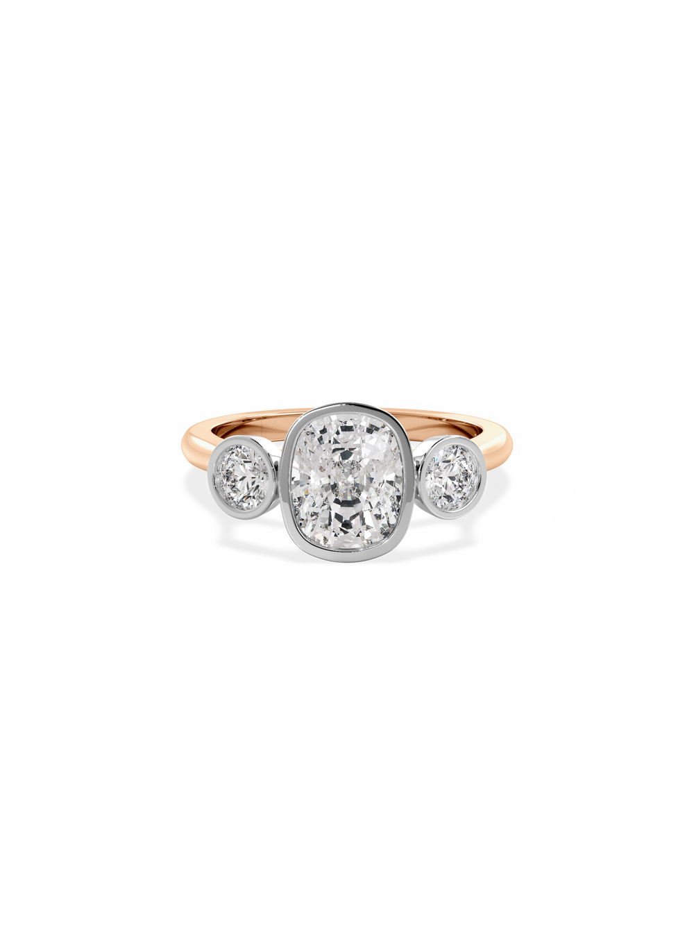Elongated Cushion Bezel Cosmic Trio Ring - View