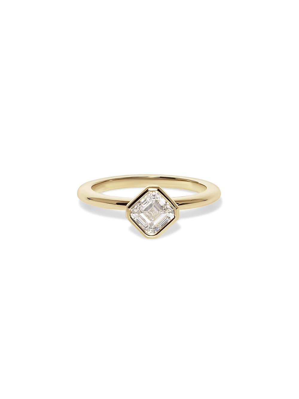 0.95ct Asscher Signature Bezel Solitaire Ring - View 