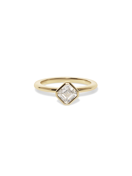 0.95ct Asscher Signature Bezel Solitaire Ring