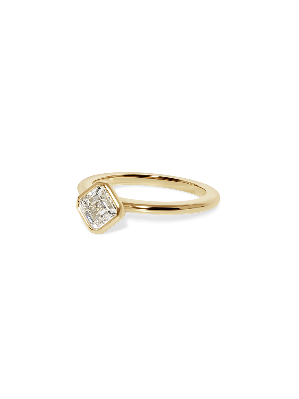 0.95ct Asscher Signature Bezel Solitaire Ring - View 