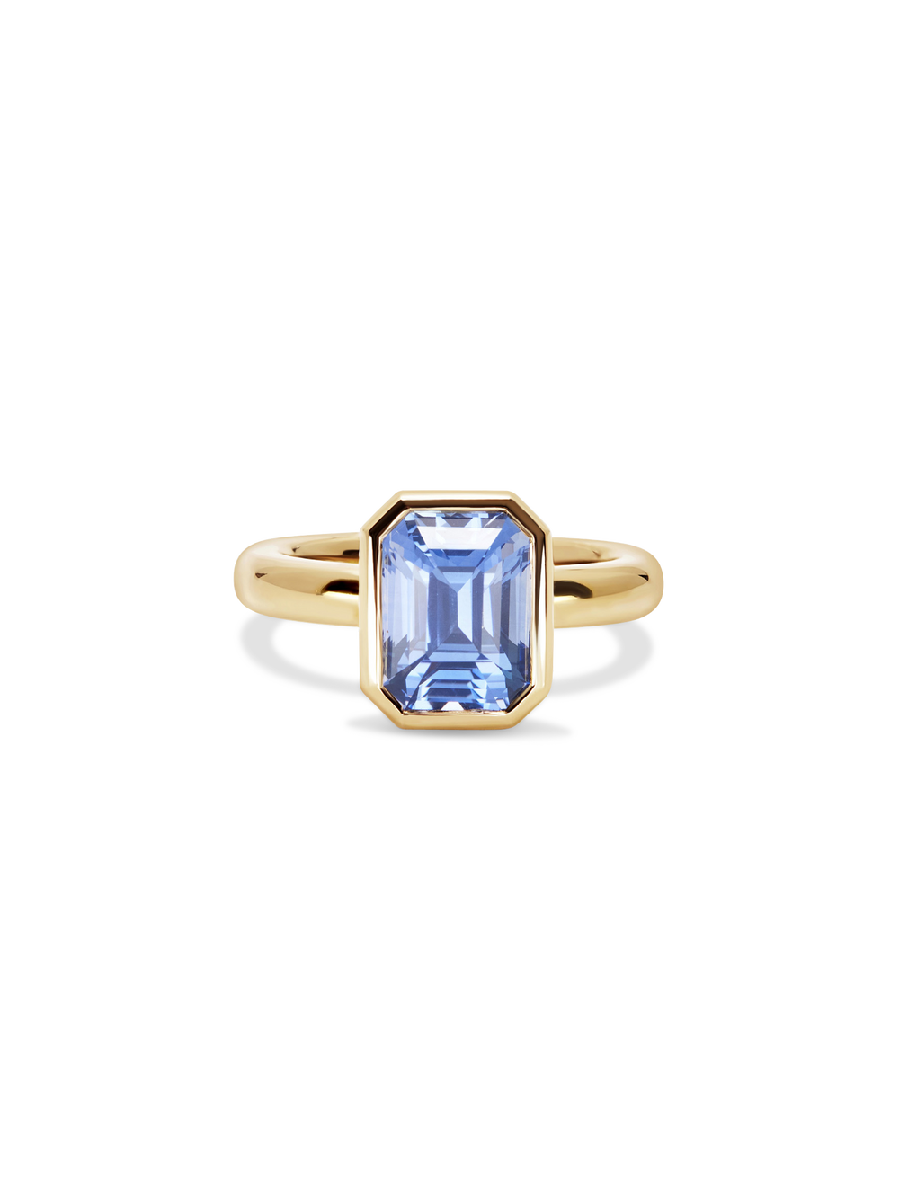 4.04ct Emerald Sapphire Signature Bezel Solitaire - View 