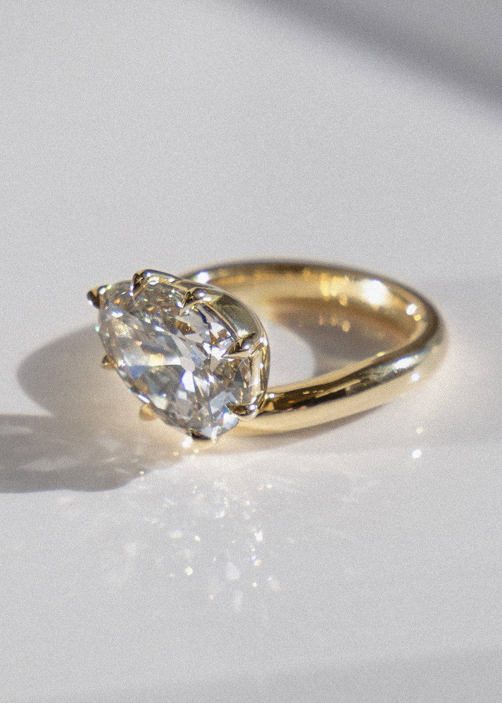 Pear Curved Solitaire Ring - View 