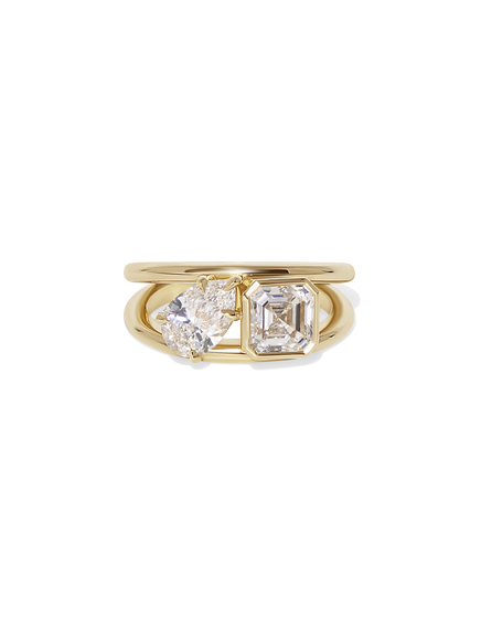 2.48cttw Asscher & Pear Double Band Ring