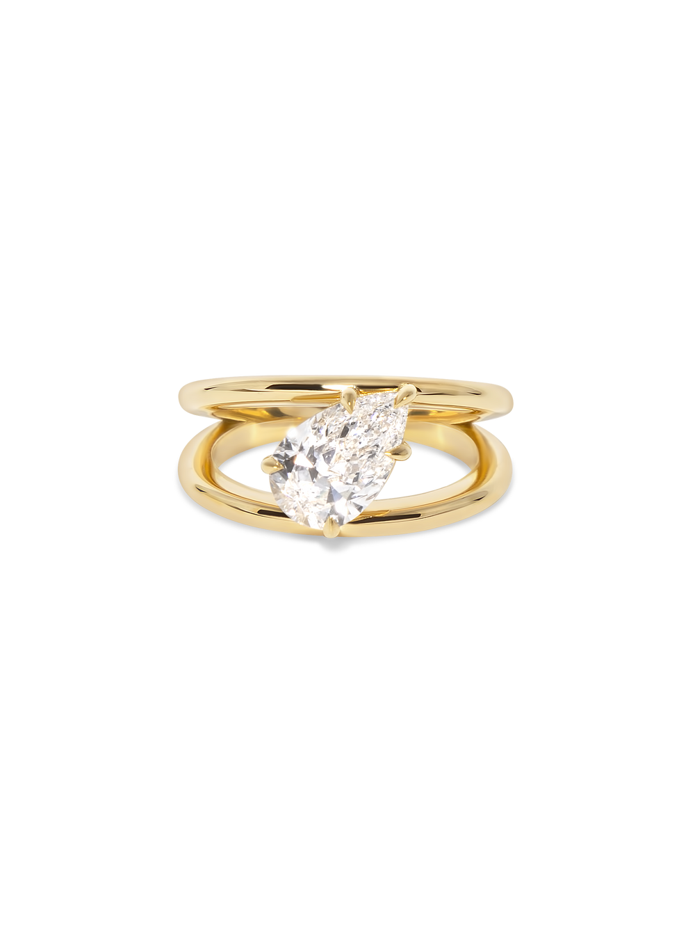 1.52ct Pear Signature Double Band Ring - View 