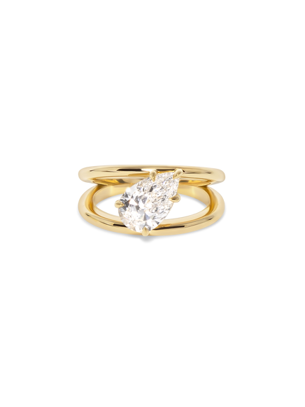 1.52ct Pear Signature Double Band Ring