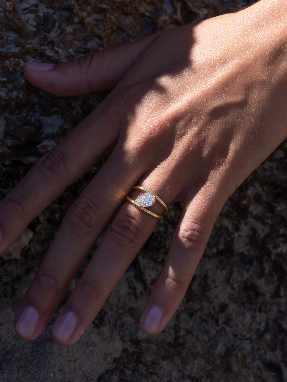 1.52ct Pear Signature Double Band Ring - View 