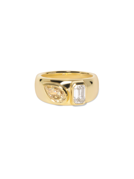 1.92cttw Emerald & Pear Ring