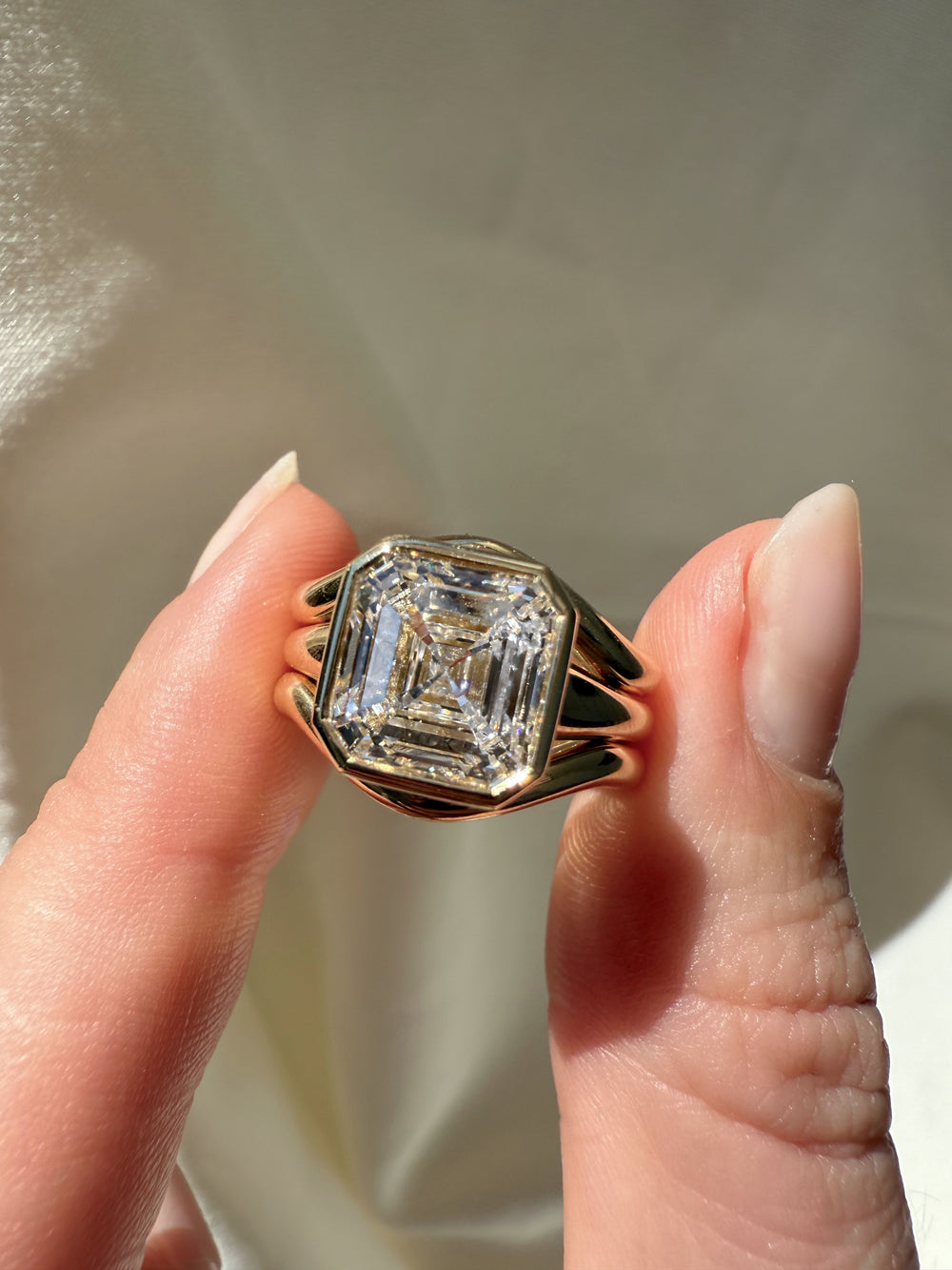 Bezel Asscher Solitaire Ring - View 