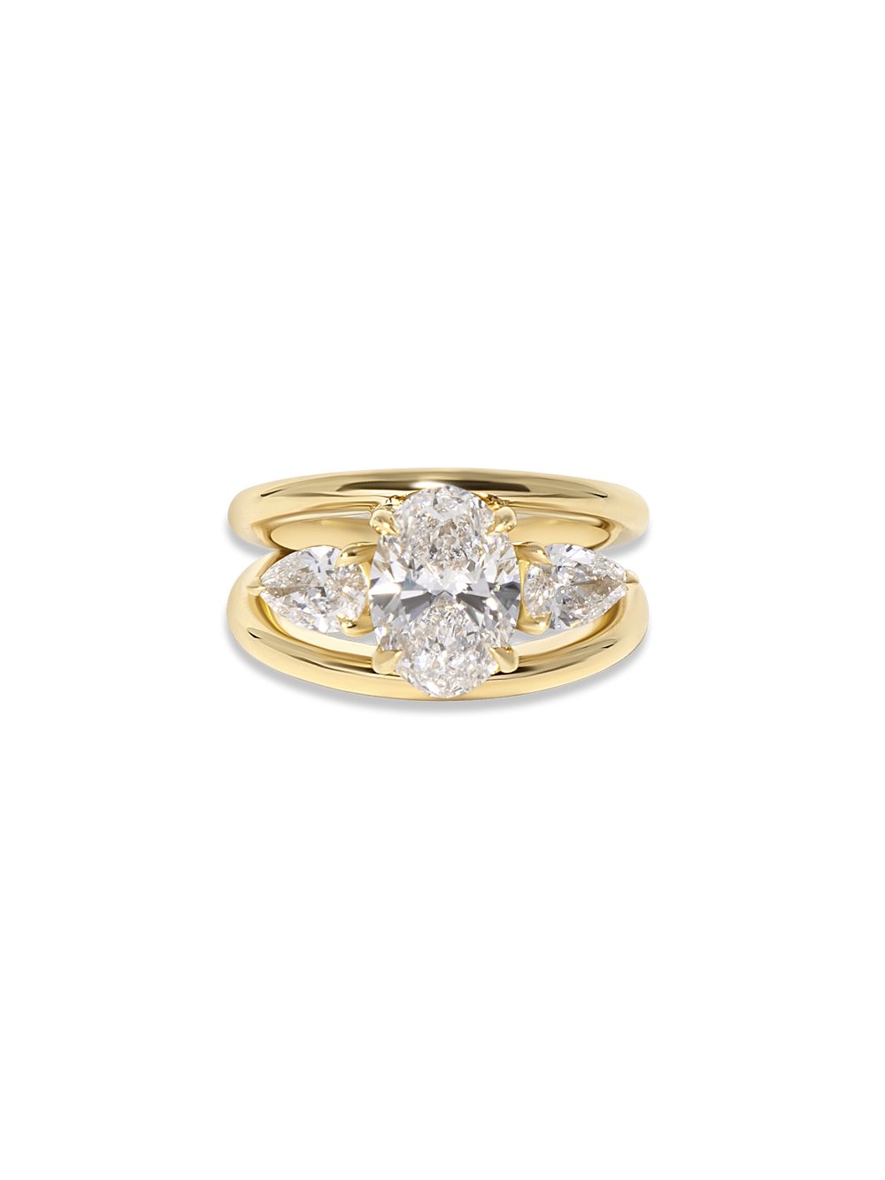 2.79cttw Oval Three-Stone Double Band Ring - View 