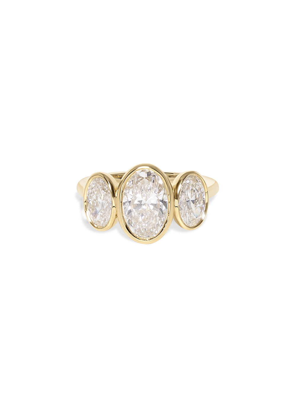 3.71cttw Bezel Oval Trilogy Ring - View 