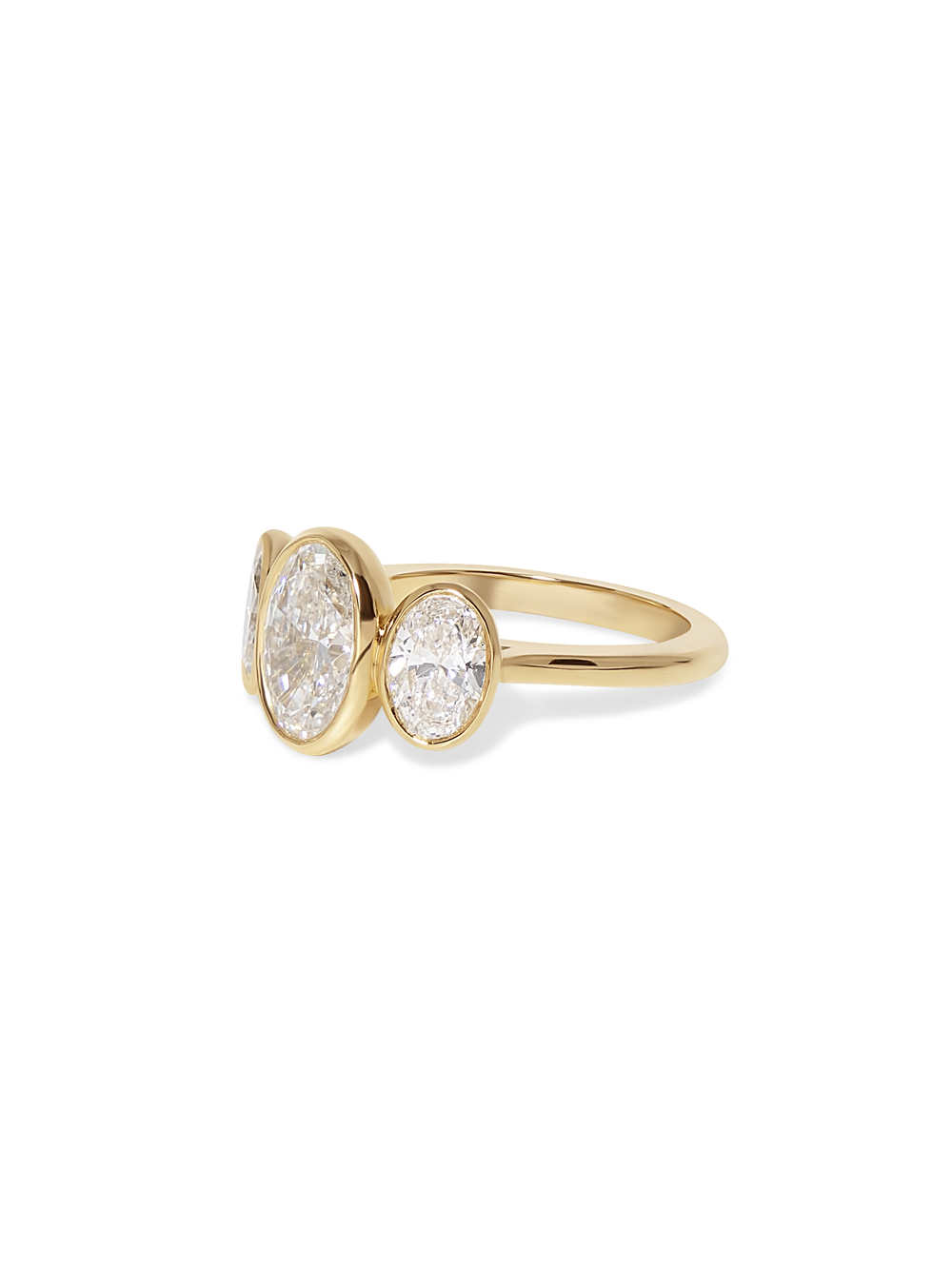 3.71cttw Bezel Oval Trilogy Ring - View 