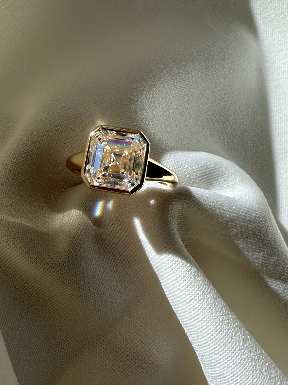 Bezel Asscher Solitaire Ring - View 
