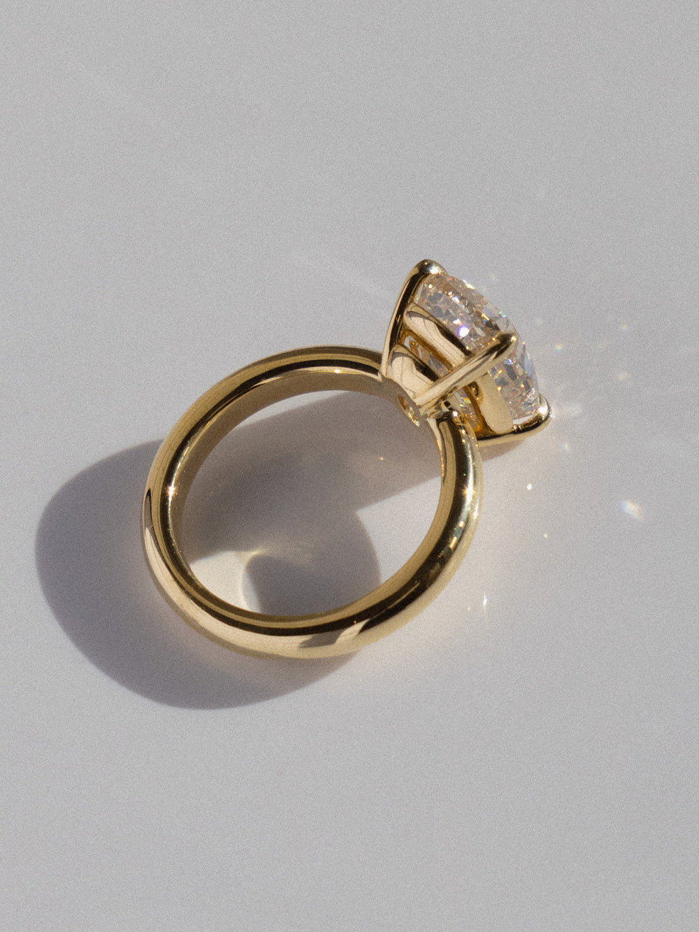 Elongated Cushion Champagne Solitaire Ring - View 