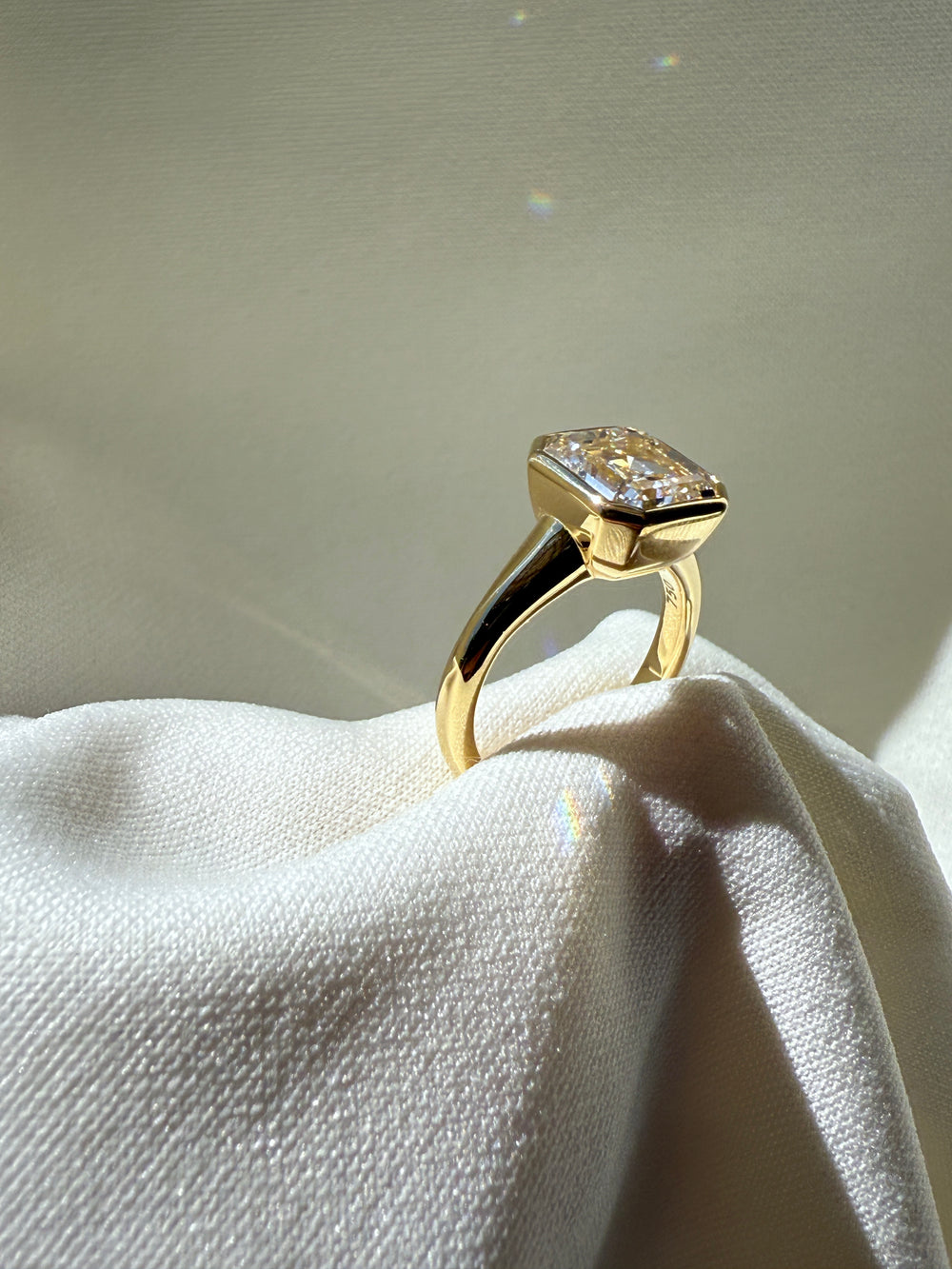 Bezel Asscher Solitaire Ring - View 