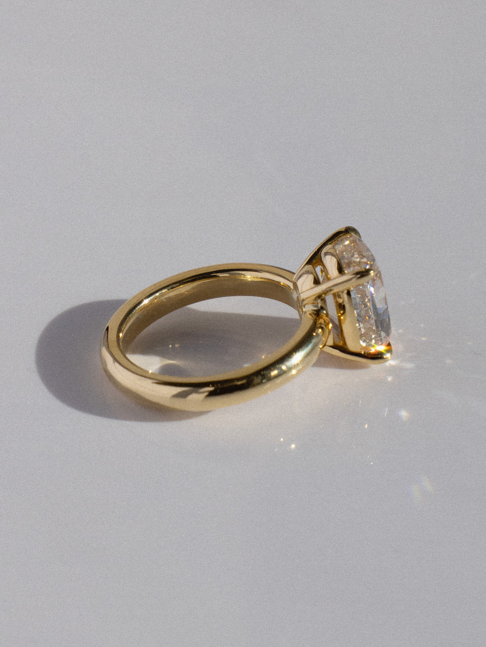 Elongated Cushion Champagne Solitaire Ring - View 