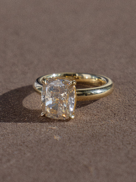 Elongated Cushion Champagne Solitaire Ring
