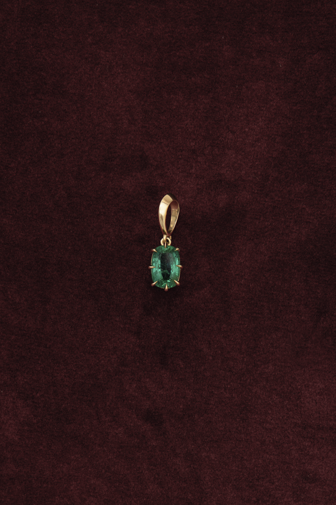 2.56ct Elongated Cushion Emerald Bespoke Pendant - View 