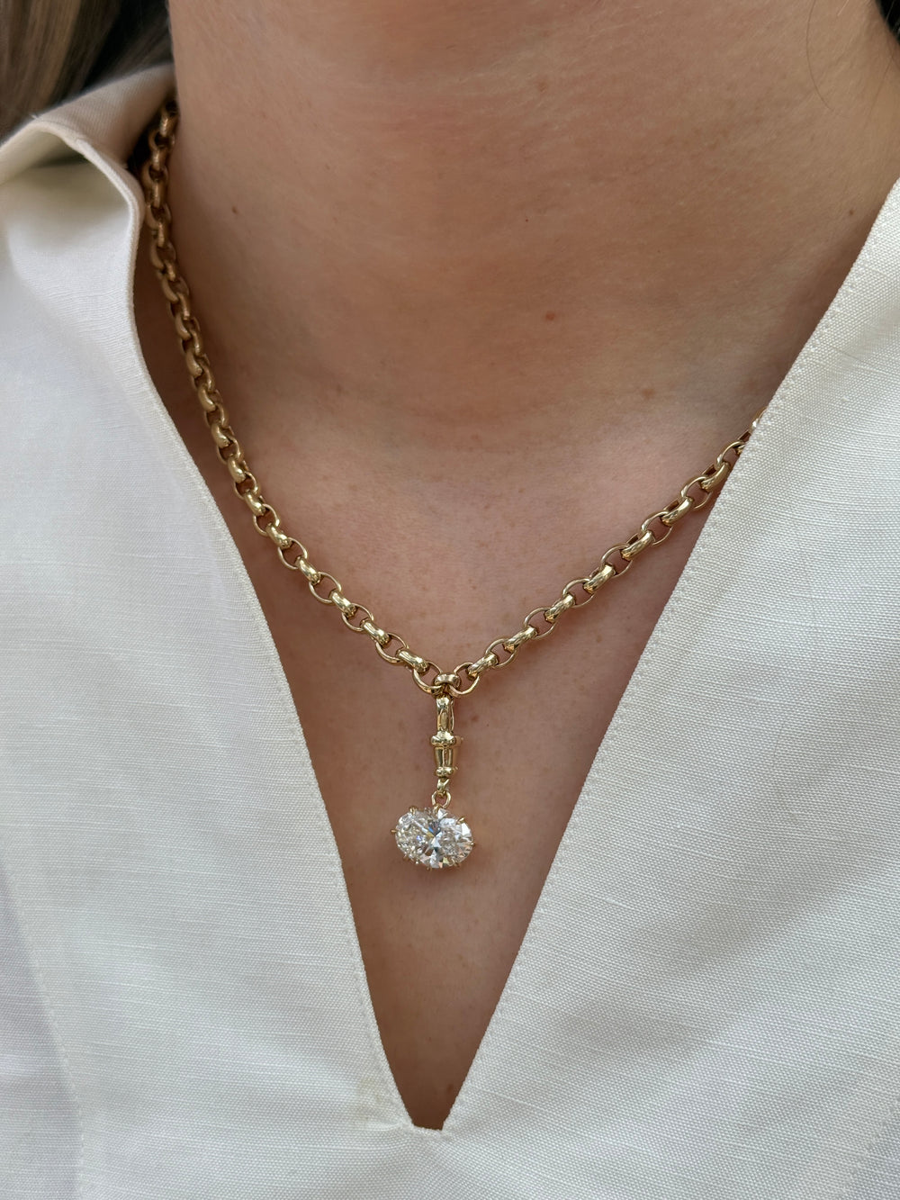 4.02ct Oval Diamond Bespoke Pendant - View 