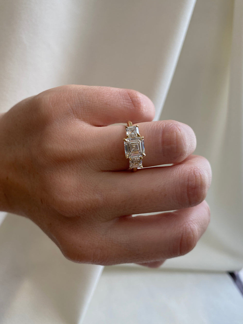 2.03ct Asscher Trilogy Ring - View 