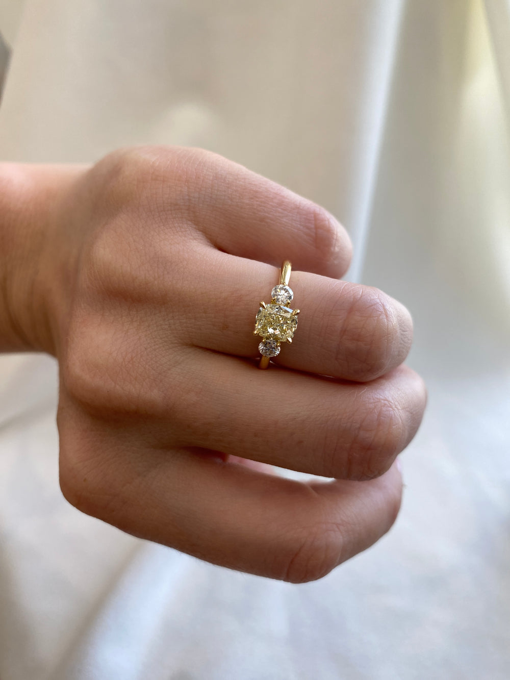 1.26ct Elongated Cushion Yellow Cosmic Trio - View 