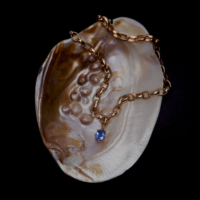 2.38ct Elongated Cushion Sapphire Bespoke Pendant