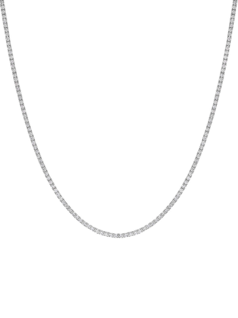 Classic Tennis Necklace - 18K White Gold (Lab-Grown Diamond) - View 
