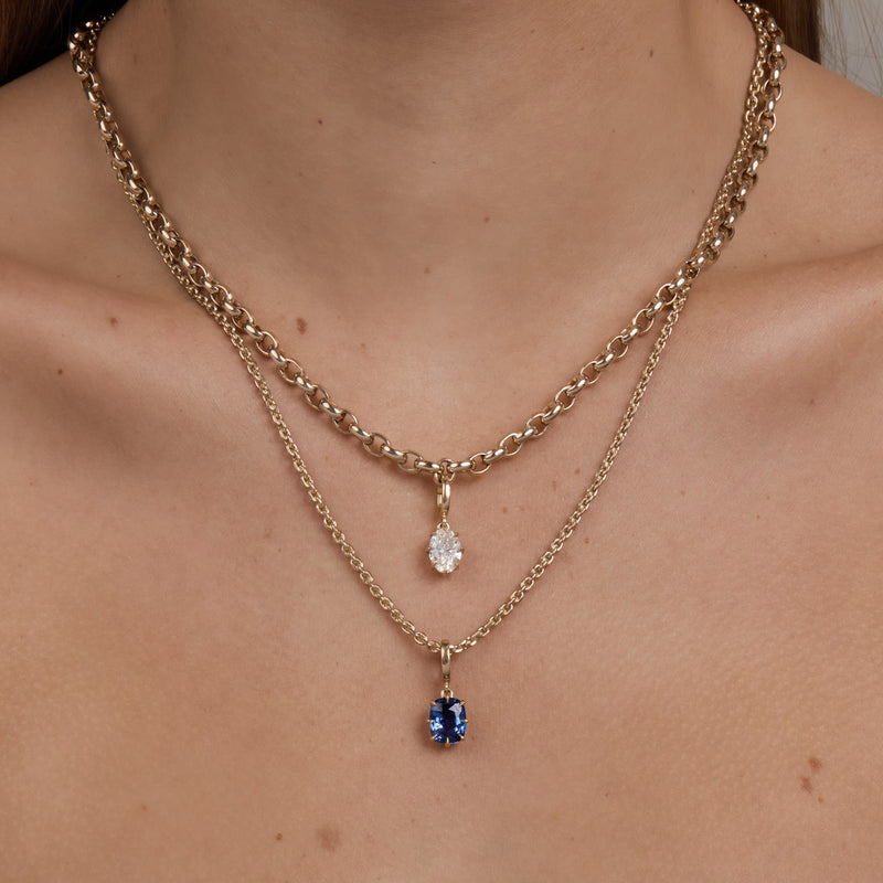 2.38ct Elongated Cushion Sapphire Bespoke Pendant
