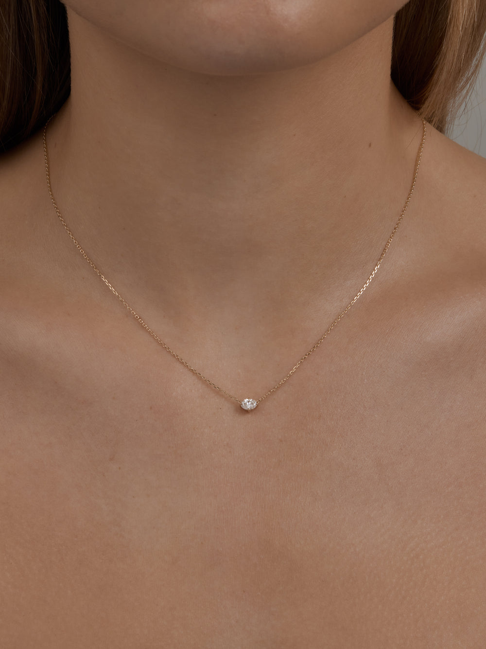 Oval Diamond Necklace - View 