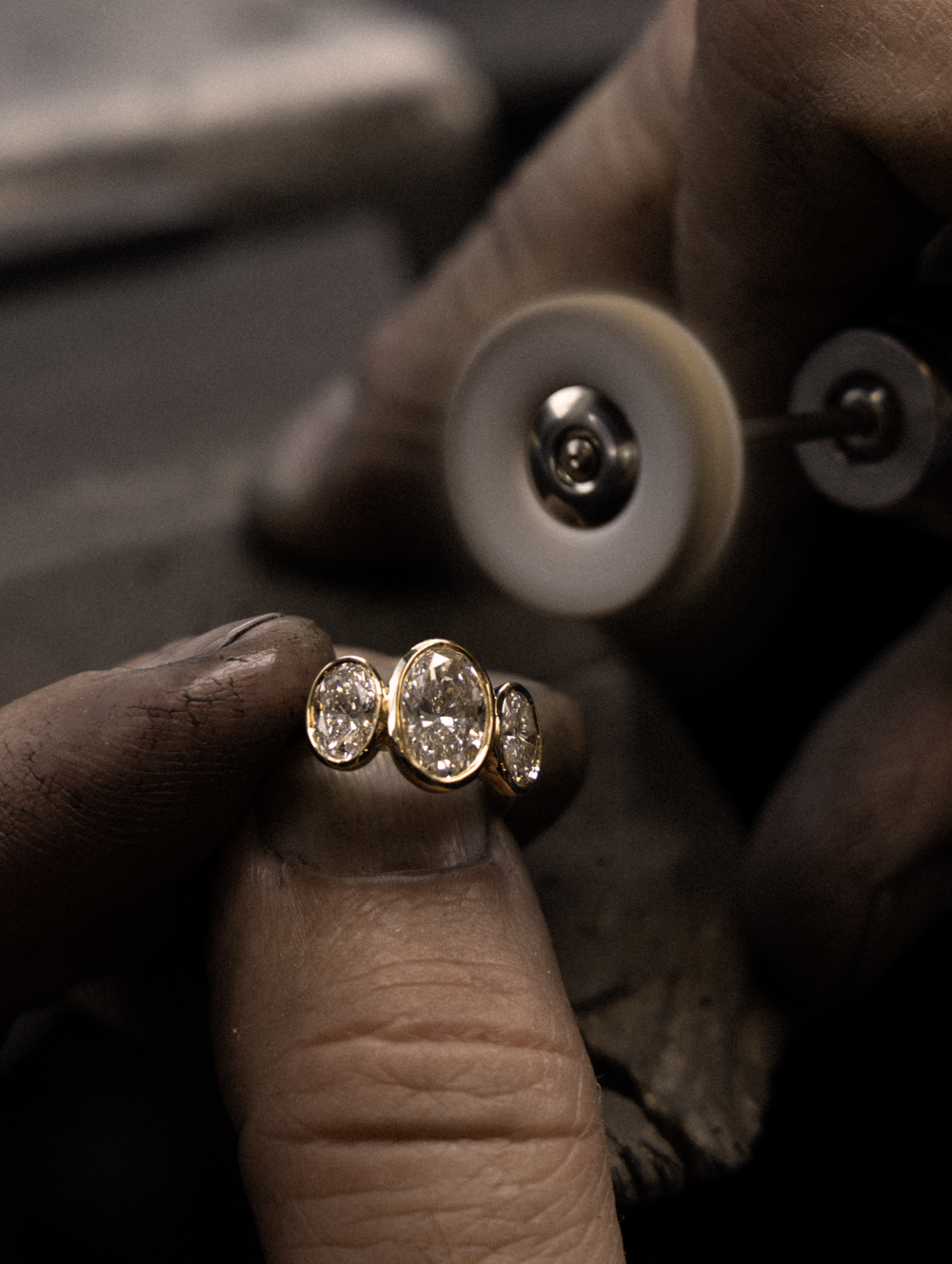Bezel Oval Trilogy Ring - View 