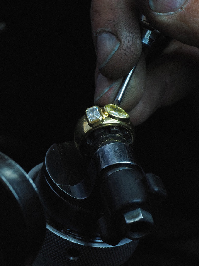 Oval Three-Stone Double Band Ring