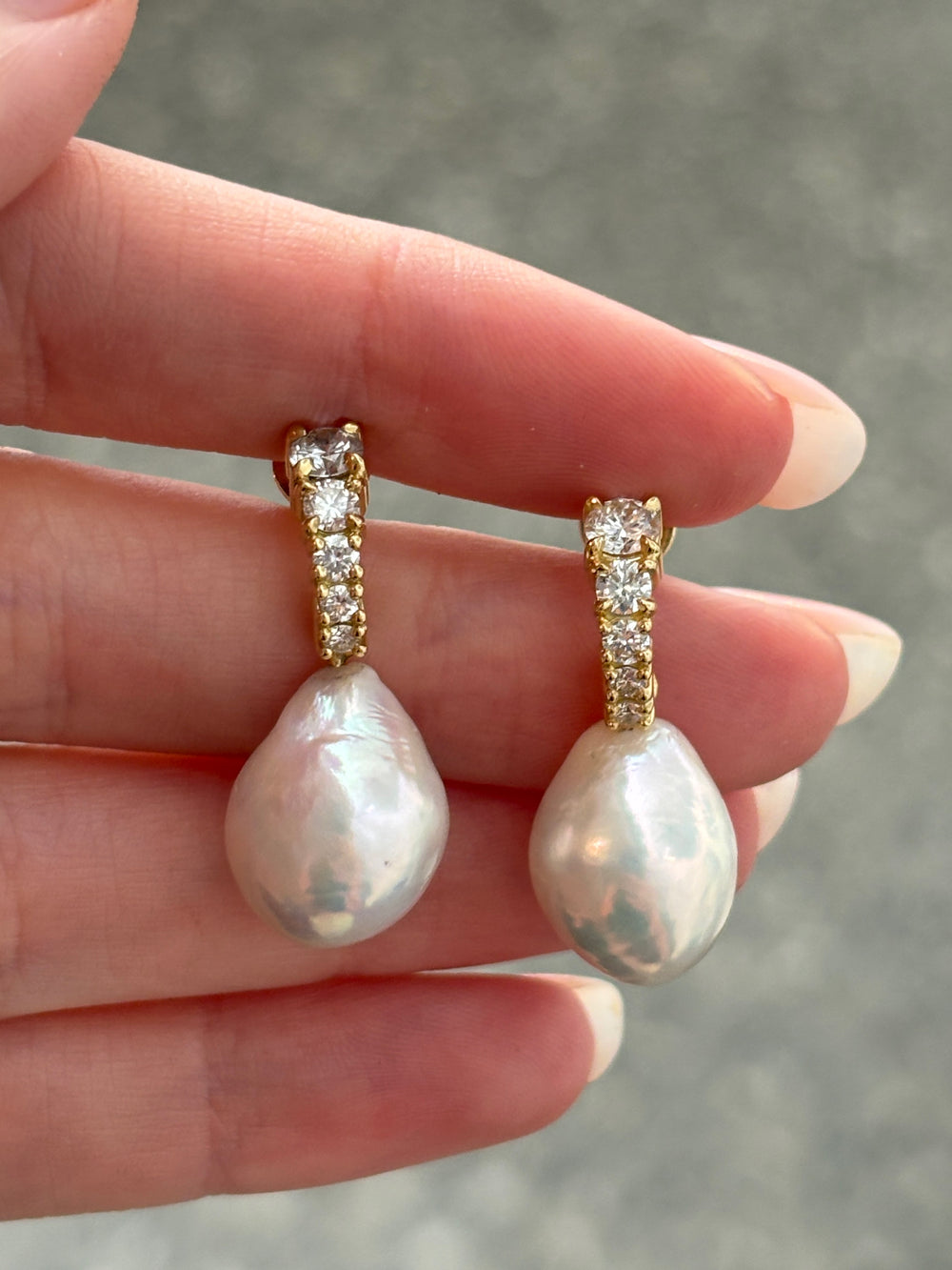 Vermeer Pearl Diamond Earrings - View 