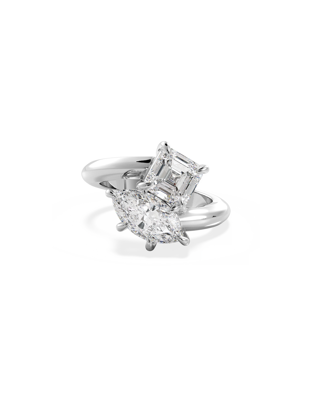 Asscher Jean Toi et Moi Ring - View 