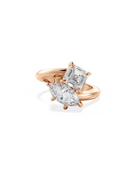 Asscher Jean Toi et Moi Ring