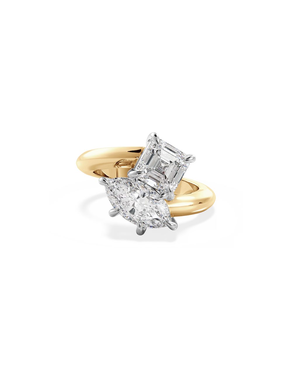 Asscher Jean Toi et Moi Ring - View 