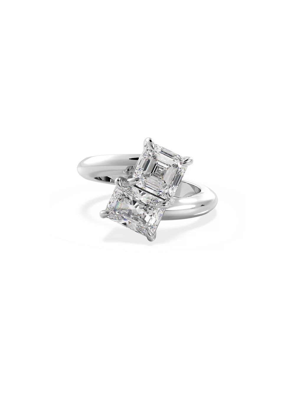 Asscher Jean Toi et Moi Ring - View 
