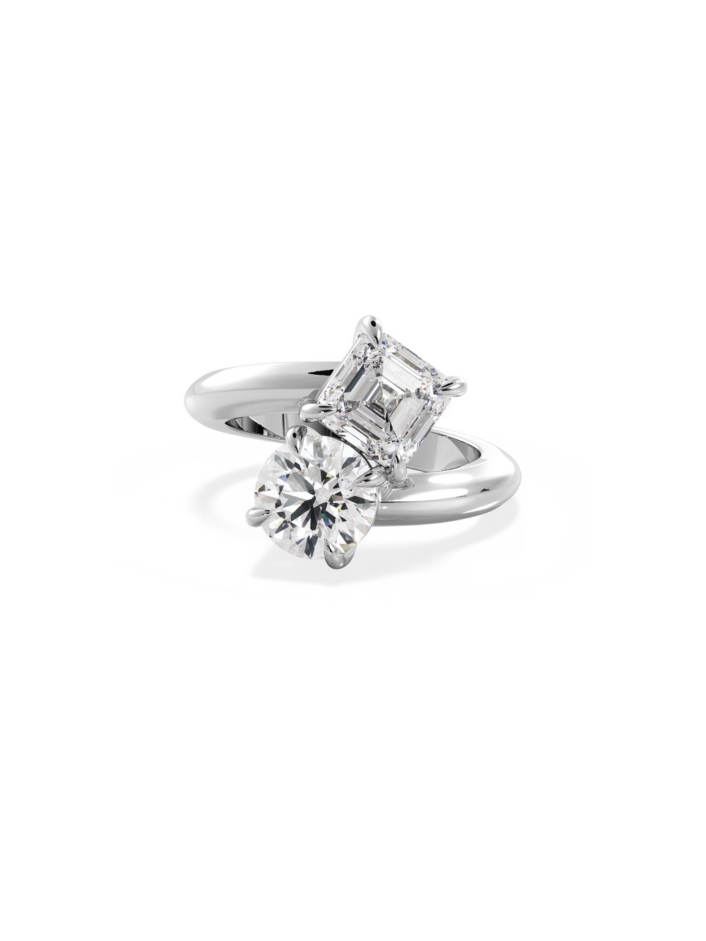 Asscher Jean Toi et Moi Ring - View 