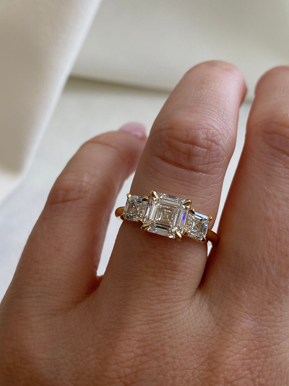 Asscher Trilogy Ring - View 