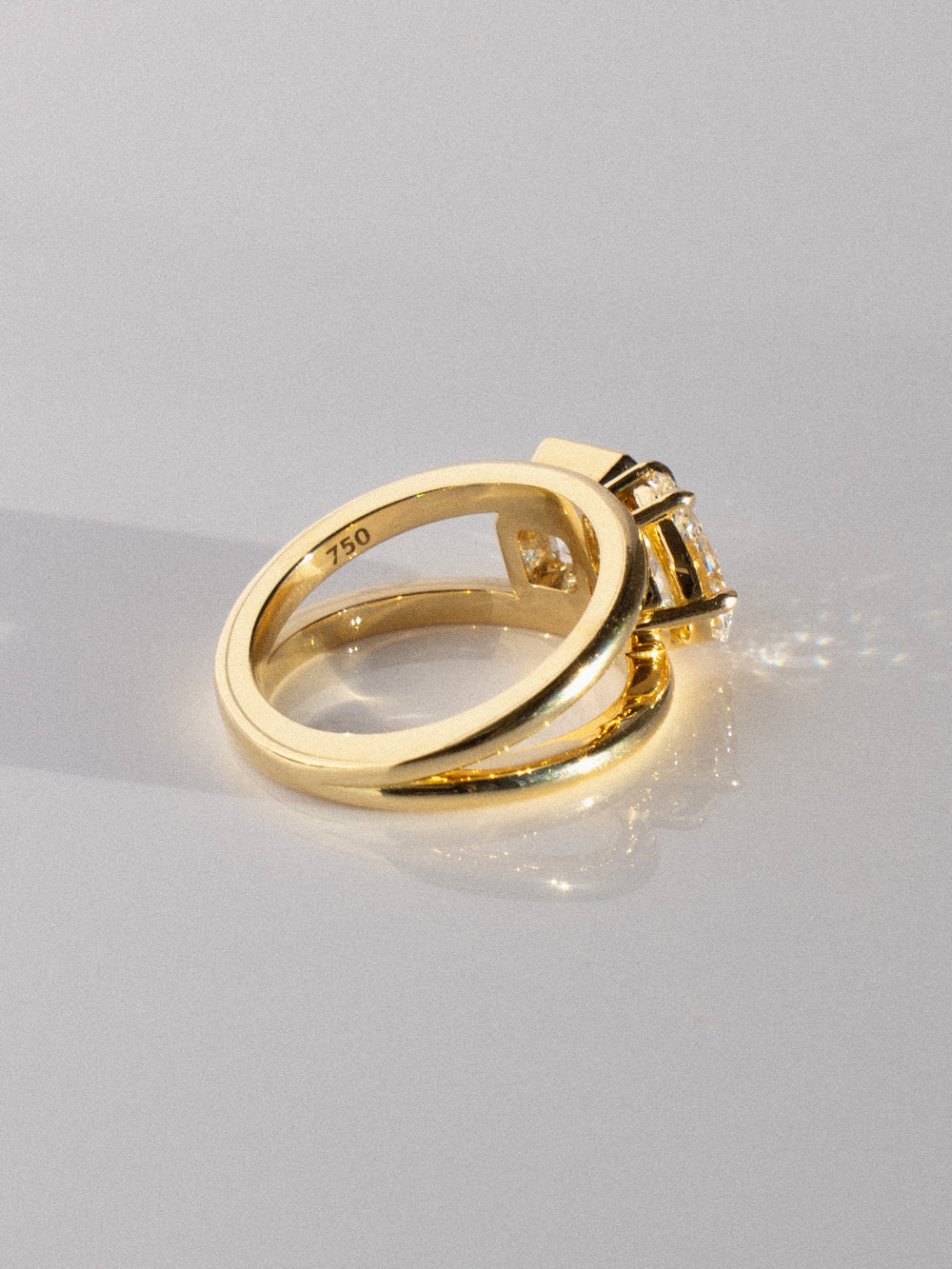 Asscher & Pear Double Band Ring - View 