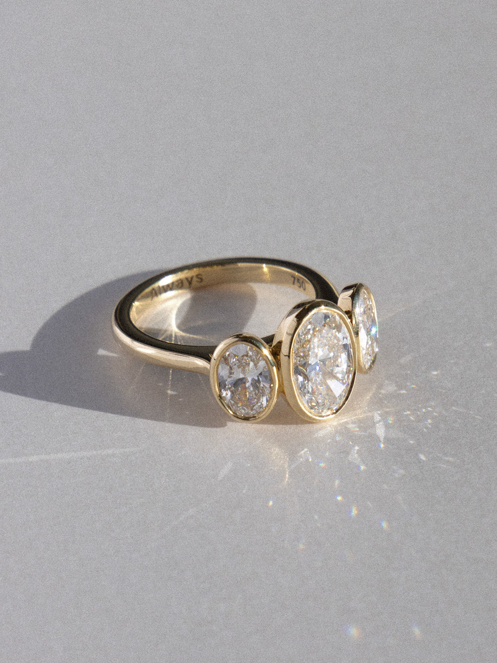 Bezel Oval Trilogy Ring - View 