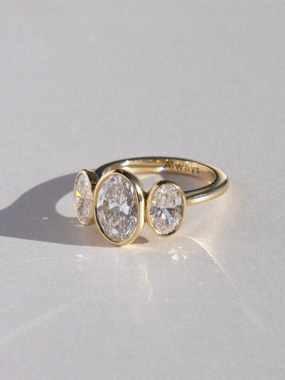 Bezel Oval Trilogy Ring - View 